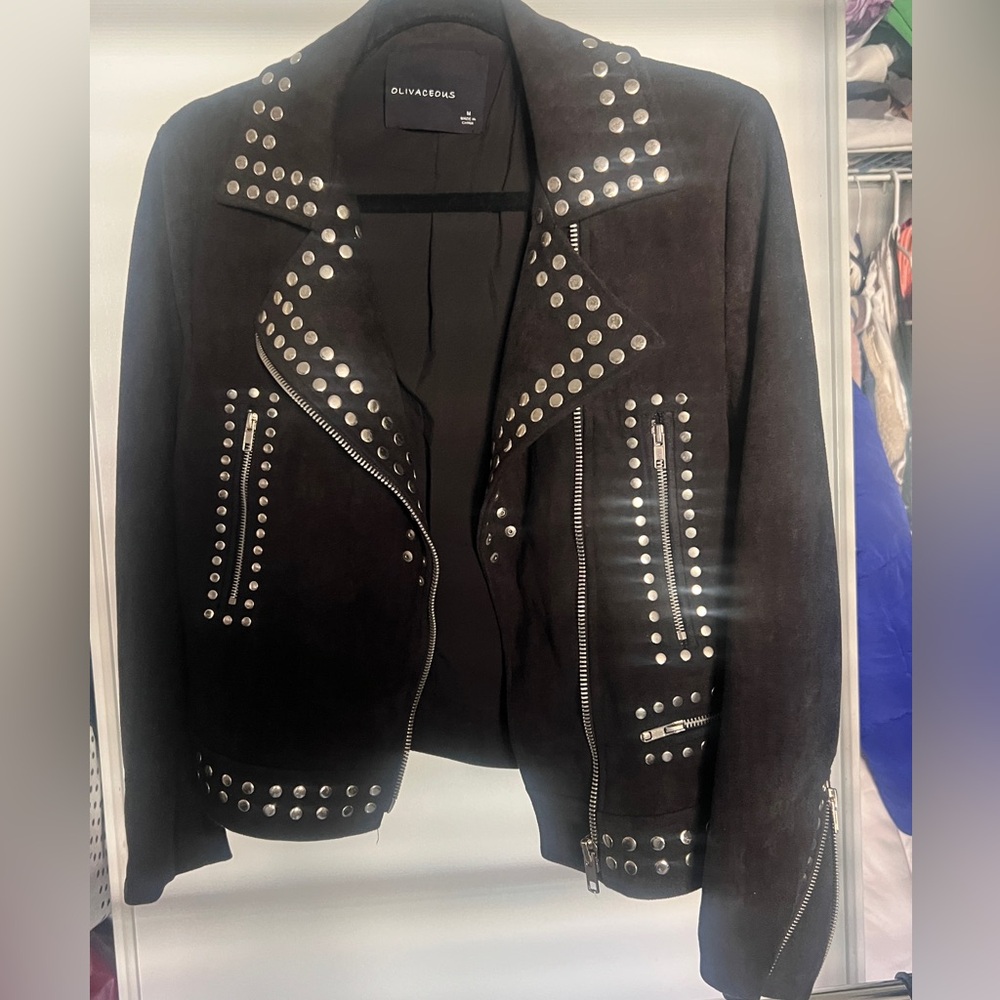 Oliviaceous cropped Black studded Jacket Ladies Meduim